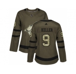 Women Adidas Phoenix Coyotes #9 Clayton Keller Green Salute to Service Stitched NHL Jersey