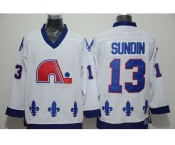 NHL quebec nordiques #13 sundin white Throwback jerseys