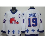 NHL quebec nordiques #19 sakic white Throwback jerseys