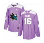 Adidas San Jose Sharks #16 Eric Fehr Authentic Purple Fights Cancer Practice NHL Jersey