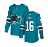 Adidas San Jose Sharks #16 Eric Fehr Premier Teal Green Home NHL Jersey