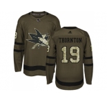 Adidas San Jose Sharks #19 Joe Thornton Green Salute to Service Stitched NHL Jersey