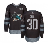 Adidas San Jose Sharks #30 Aaron Dell Authentic Black 1917-2017 100th Anniversary NHL Jersey