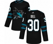 Adidas San Jose Sharks #30 Aaron Dell Authentic Black Alternate NHL Jersey