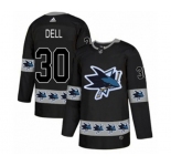 Adidas San Jose Sharks #30 Aaron Dell Authentic Black Team Logo Fashion NHL Jersey