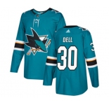 Adidas San Jose Sharks #30 Aaron Dell Premier Teal Green Home NHL Jersey