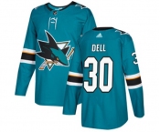 Adidas San Jose Sharks #30 Aaron Dell Premier Teal Green Home NHL Jersey