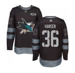 Adidas San Jose Sharks #36 Jannik Hansen Authentic Black 1917-2017 100th Anniversary NHL Jersey