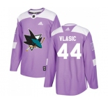 Adidas San Jose Sharks #44 Marc-Edouard Vlasic Authentic Purple Fights Cancer Practice NHL Jersey