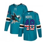 Adidas San Jose Sharks #48 Tomas Hertl Authentic Teal Green USA Flag Fashion NHL Jersey