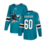 Adidas San Jose Sharks #60 Rourke Chartier Authentic Teal Green Home NHL Jersey