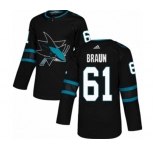 Adidas San Jose Sharks #61 Justin Braun Premier Black Alternate NHL Jersey
