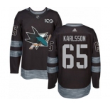 Adidas San Jose Sharks #65 Erik Karlsson Authentic Black 1917-2017 100th Anniversary NHL Jersey