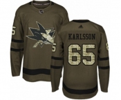Adidas San Jose Sharks #65 Erik Karlsson Authentic Green Salute to Service NHL Jersey