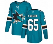 Adidas San Jose Sharks #65 Erik Karlsson Premier Teal Green Home NHL Jersey