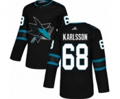 Adidas San Jose Sharks #68 Melker Karlsson Authentic Black Alternate NHL Jersey