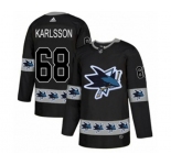 Adidas San Jose Sharks #68 Melker Karlsson Authentic Black Team Logo Fashion NHL Jersey