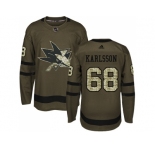 Adidas San Jose Sharks #68 Melker Karlsson Green Salute to Service Stitched NHL Jersey