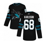 Adidas San Jose Sharks #68 Melker Karlsson Premier Black Alternate NHL Jersey
