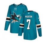 Adidas San Jose Sharks #7 Paul Martin Premier Teal Green Home NHL Jersey