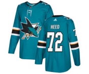 Adidas San Jose Sharks #72 Tim Heed Premier Teal Green Home NHL Jersey