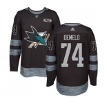 Adidas San Jose Sharks #74 Dylan DeMelo Authentic Black 1917-2017 100th Anniversary NHL Jersey