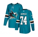 Adidas San Jose Sharks #74 Dylan DeMelo Authentic Teal Green Home NHL Jersey