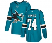 Adidas San Jose Sharks #74 Dylan DeMelo Authentic Teal Green Home NHL Jersey