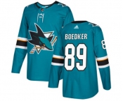 Adidas San Jose Sharks #89 Mikkel Boedker Authentic Teal Green Home NHL Jersey