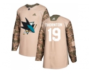 Men Adidas San Jose Sharks #19 Joe Thornton Camo Authentic 2017 Veterans Day Stitched NHL Jersey