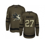 Men Adidas San Jose Sharks #27 Joonas Donskoi Green Salute to Service Stitched NHL Jersey