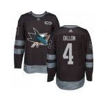Men Adidas San Jose Sharks #4 Brenden Dillon Black 1917-2017 100th Anniversary Stitched NHL Jersey