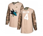 Men Adidas San Jose Sharks #4 Brenden Dillon Camo Authentic 2017 Veterans Day Stitched NHL Jersey