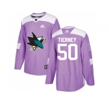 Men Adidas San Jose Sharks #50 Chris Tierney Purple Authentic Fights Cancer Stitched NHL Jersey