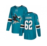Men Adidas San Jose Sharks #62 Kevin Labanc Teal Home Authentic Stitched NHL Jersey