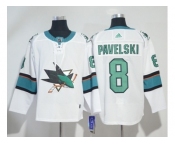 Men Adidas San Jose Sharks #8 Joe Pavelski White Road Authentic Stitched NHL Jersey