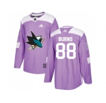 Men Adidas San Jose Sharks #88 Brent Burns Purple Authentic Fights Cancer Stitched NHL Jersey