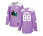 Men Adidas San Jose Sharks #88 Brent Burns Purple Authentic Fights Cancer Stitched NHL Jersey