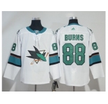 Men Adidas San Jose Sharks #88 Brent Burns White Road Authentic Stitched NHL Jersey