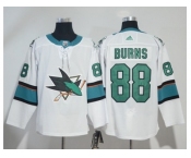 Men Adidas San Jose Sharks #88 Brent Burns White Road Authentic Stitched NHL Jersey