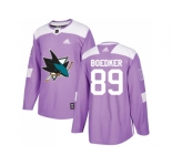 Men Adidas San Jose Sharks #89 Mikkel Boedker Purple Authentic Fights Cancer Stitched NHL Jersey
