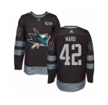 Men's Adidas San Jose Sharks #42 Joel Ward Authentic Black 1917-2017 100th Anniversary NHL Jersey