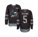 Men's Adidas San Jose Sharks #5 David Schlemko Authentic Black 1917-2017 100th Anniversary NHL Jersey