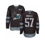 Men's Adidas San Jose Sharks #57 Tommy Wingels Authentic Black 1917-2017 100th Anniversary NHL Jersey