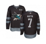 Men's Adidas San Jose Sharks #7 Paul Martin Authentic Black 1917-2017 100th Anniversary NHL Jersey