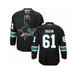 Men's Reebok San Jose Sharks #61 Justin Braun Authentic Black Third NHL Jersey