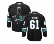Men's Reebok San Jose Sharks #61 Justin Braun Authentic Black Third NHL Jersey