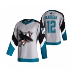 Men's San Jose Sharks #12 Patrick Marleau Grey 2020-21 Reverse Retro Alternate Hockey Jersey