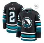Men's San Jose Sharks #2 Smith Black 2024-25 Alternate Stitched Hockey Jersey