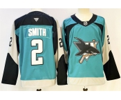 Men's San Jose Sharks #2 Will Smith Teal 2025 Alternate Stitched Hockey Jersey